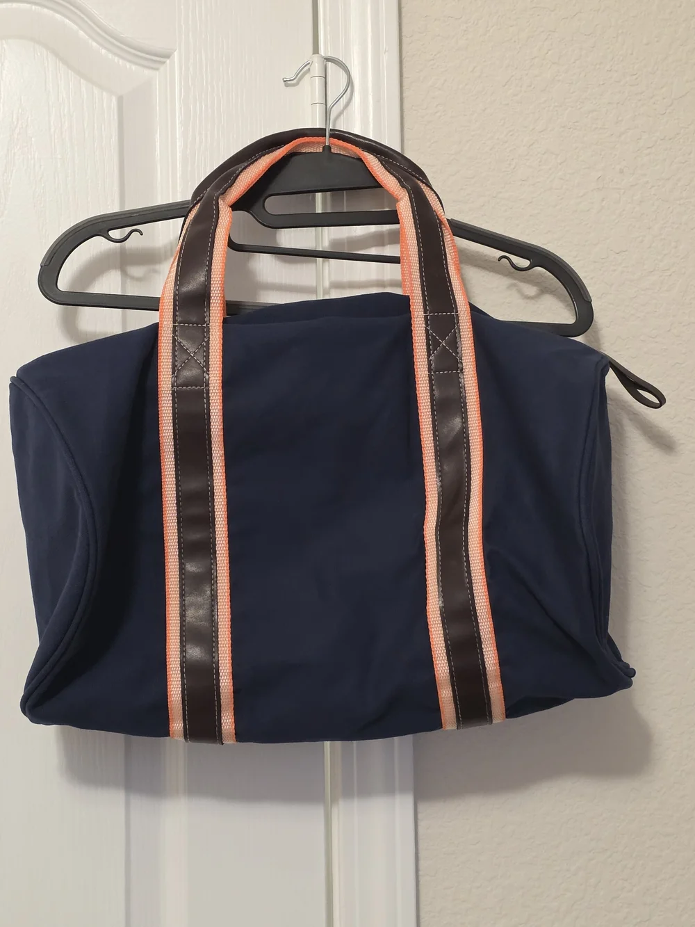 Victoria's Secret Navy Duffel Bag with Brown and Coral Straps